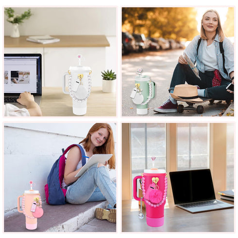 Cherry Blossom Straw Cap Accessories, Dust Plug Decoration Suit For Tumbler Bottle Fashion Accessories & Straw Cover Charm Kit Set